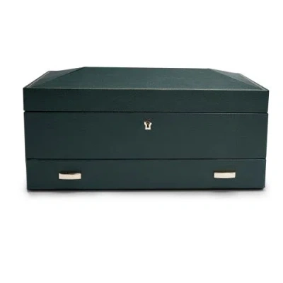 Wolf British Racing 10 Piece Watch Box With Drawer In Green