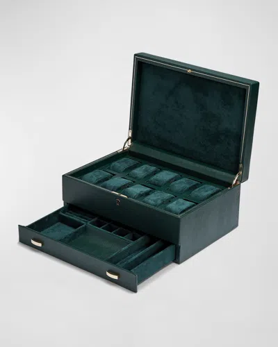 Wolf British Racing 10-piece Watch Box With Drawer In Green