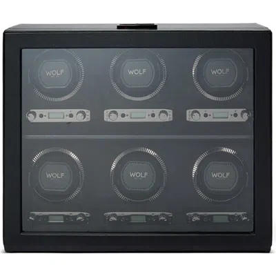 Wolf British Racing 6 Piece Watch Winder In Black