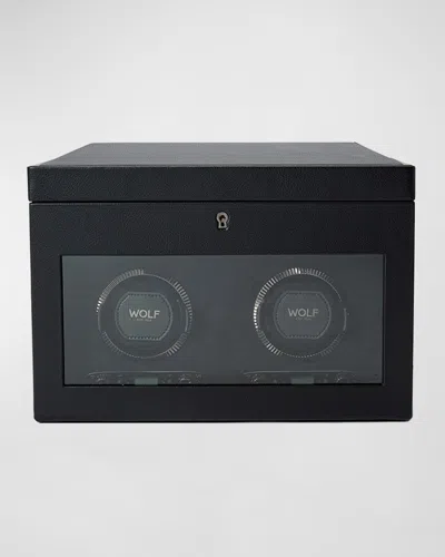 Wolf British Racing Double Watch Winder With Storage In Black