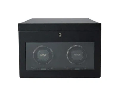 Wolf British Racing Double Watch Winder With Storage In Black