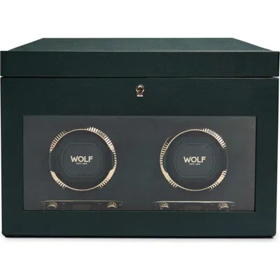 Wolf British Racing Double Watch Winder With Storage In Black