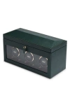 Wolf British Racing Green Triple Watch Winder & Case In Green