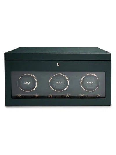 Wolf British Racing Green Triple Watch Winder In Blue