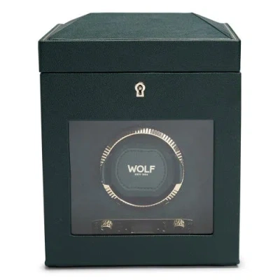 Wolf British Racing Single Watch Winder With Storage In Green