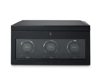 Wolf British Racing Triple Watch Winder With Storage In Black