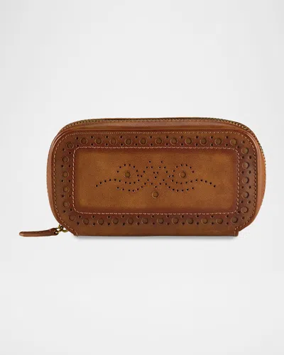 Wolf Brogue 2-piece Watch Zip Case In Brown