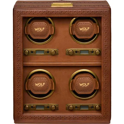 Wolf Brogue 4 Piece Watch Winder In Brown