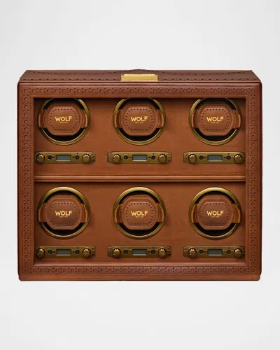 Wolf Brogue 8-piece Watch Winder In Brown