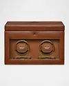 Wolf Brogue Double Watch Winder With Storage In Brown