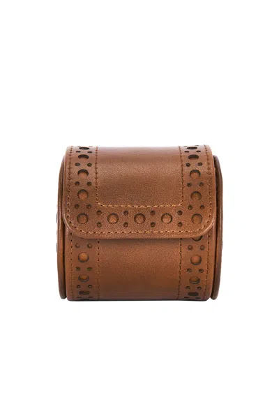 Wolf Brogue Single Watch Roll In Brown