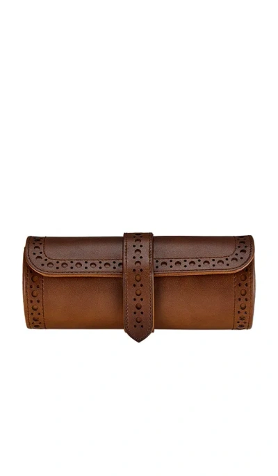 Wolf Brogue Triple Watch Roll In Brown