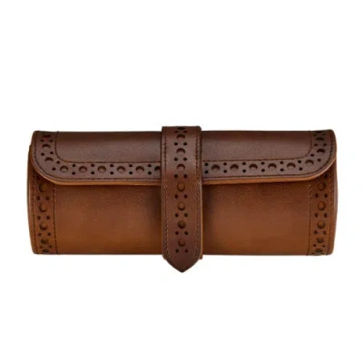 Wolf Brogue Triple Watch Roll In Brown