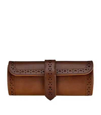 Wolf Brogue Triple Watch Roll In Brown