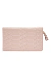 Wolf Caroline Large Leather Jewelry Travel Case In Rose Quartz