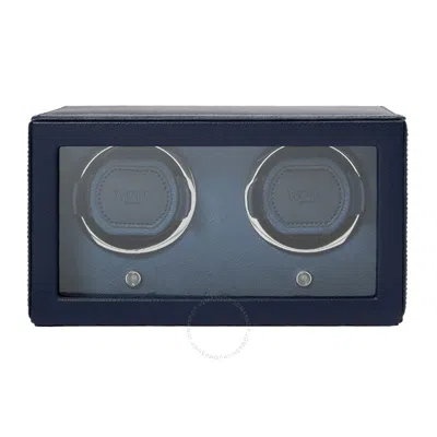 Wolf Cub Double Watch Winder With Cover - Navy 461217 In Metallic