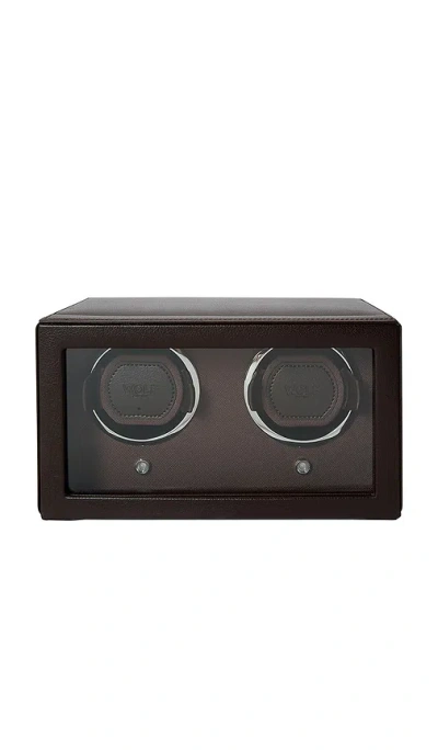 Wolf Cub Double Watch Winder With Cover In Brown