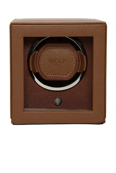 Wolf Cub Single Watch Winder With Cover In Brown