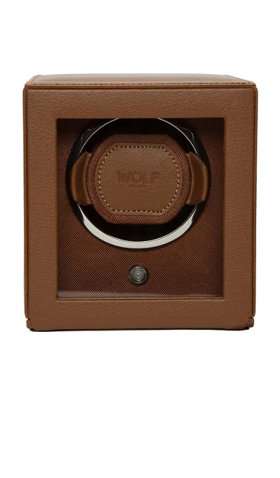 Wolf Cub Single Watch Winder With Cover In Brown