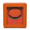 Wolf Cub Single Watch Winder With Cover In Orange