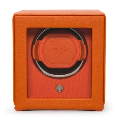 Wolf Cub Single Watch Winder With Cover In Orange
