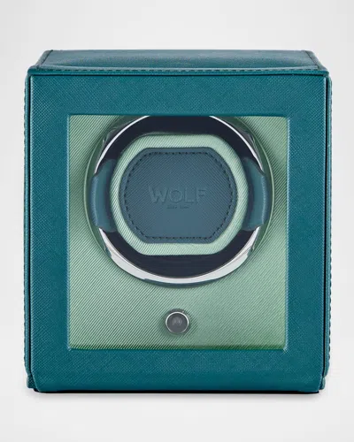 Wolf Cub Single Watch Winder With Cover, Seltzer Teal/mint In Green