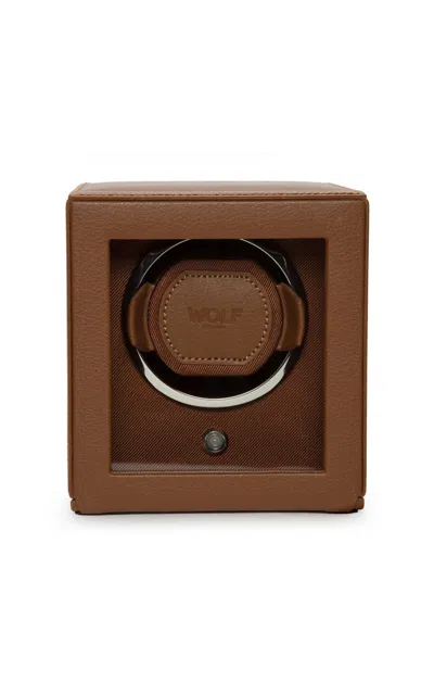 Wolf Cub Vegan Leather Single Watch Winder In Brown