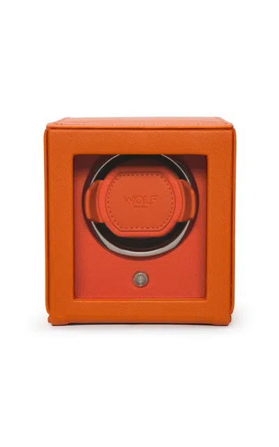 Wolf Cub Vegan Leather Single Watch Winder In Orange