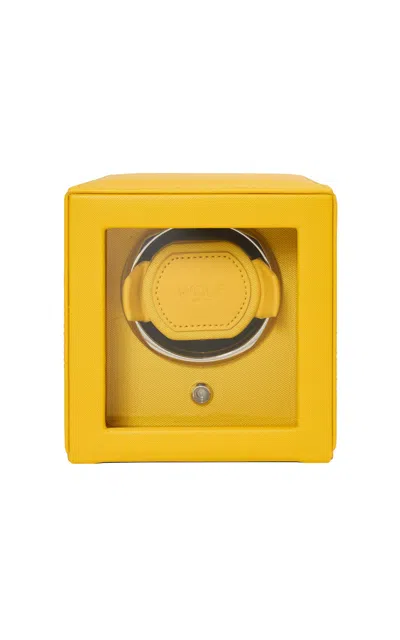 Wolf Cub Vegan Leather Single Watch Winder In Yellow