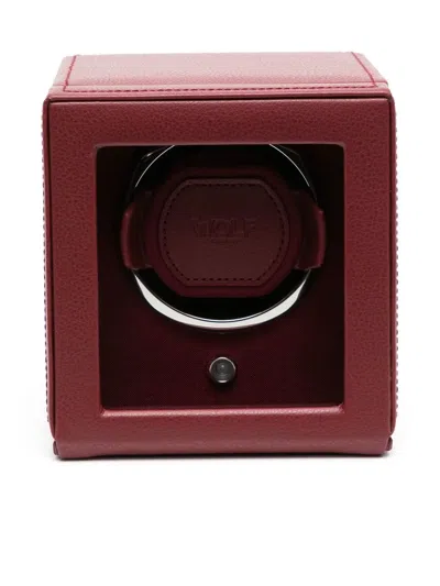 Wolf Cub Pebble-grain Vegan Leather Watch Winder In Red