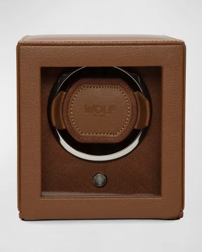 Wolf Cub Watch Winder With Cover In Brown