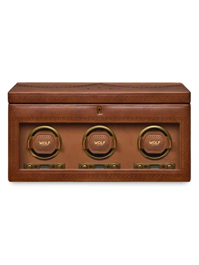 Wolf Designs Brogue Triple Watch Winder Storage Box
