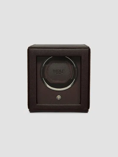 Wolf Designs Cub Watch Winder With Cover In Brown