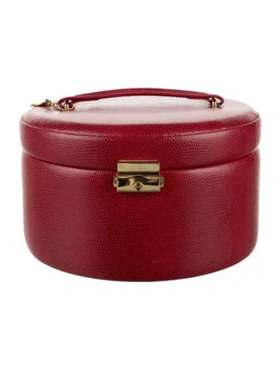 Pre-owned Wolf Designs Embossed Leather Travel Jewelry Case In Red