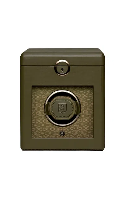 Wolf Earth Leather Single Watch Winder In Olive