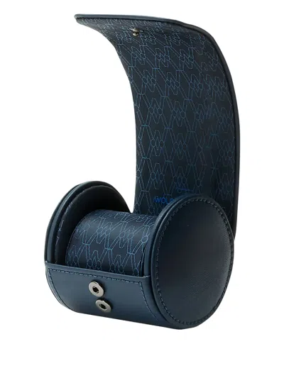 Wolf Earth Single Watch Roll Geometric Pattern Watch Case In Blue