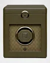 Wolf Earth Leather Single Watch Winder In Olive