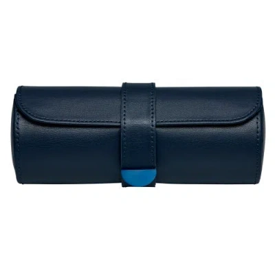 Wolf Earth Triple Watch Roll In Midnight Blue
