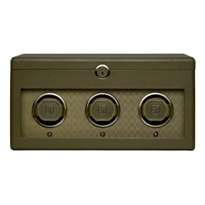 Wolf Earth Triple Watch Winder In Earth Olive