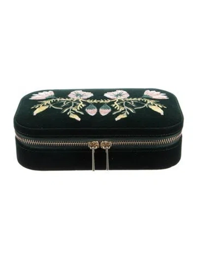 Pre-owned Wolf Embroidered Jewelry Case In Green