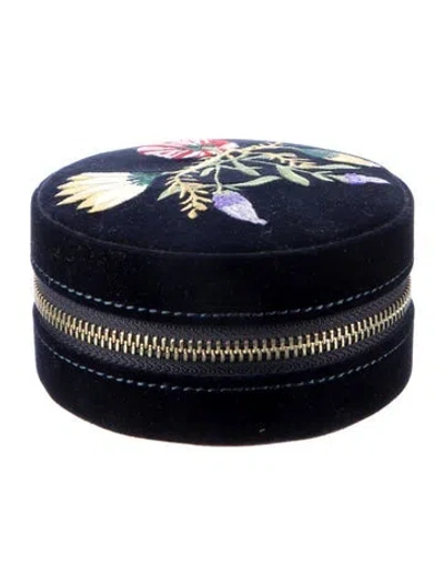 Pre-owned Wolf Embroidered Travel Jewelry Case In Blue