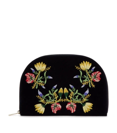 Wolf Embroidered Zoe Zip-up Jewellery Case In Navy