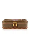 Wolf Ida Canvas And Leather Travel Jewelry Case In Khaki