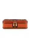 Wolf Ida Canvas And Leather Travel Jewelry Case In Orange