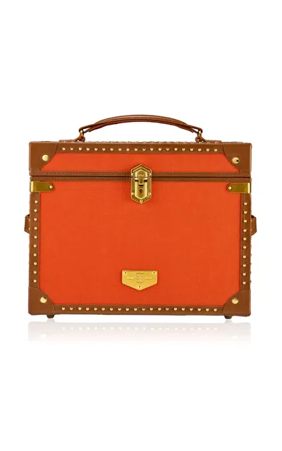 Wolf Ida Canvas And Leather Trunk Jewelry Box In Orange