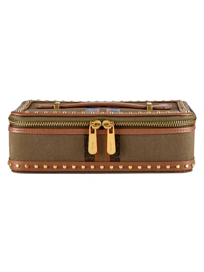 Wolf Ida Travel Zip Jewelry Case In Brown