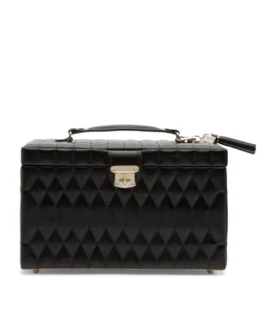 Wolf Large Leather Caroline Jewellery Box In Black