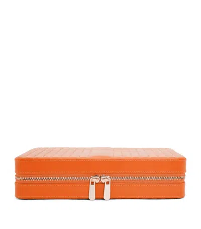 Wolf Large Leather Maria Jewellery Case In Orange