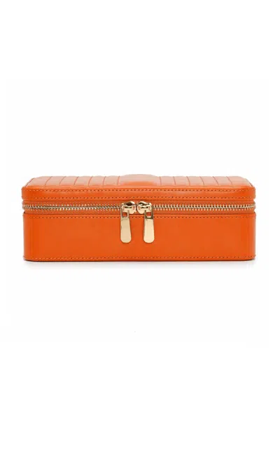 Wolf Maria Medium Leather Jewelry Case In Orange