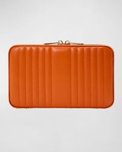 Wolf Maria Rectangle Quilted Zip Jewelry Case In Orange